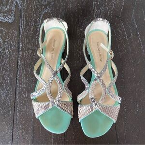 Alexandre Birman Snakeskin Teal Strappy Gladiator‎ Y2K Sandals Summer Size 7